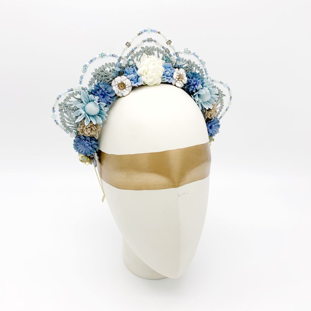 Something Blue Wedding Bride Crown Head Band Algo Azul Corona Flores Diadema